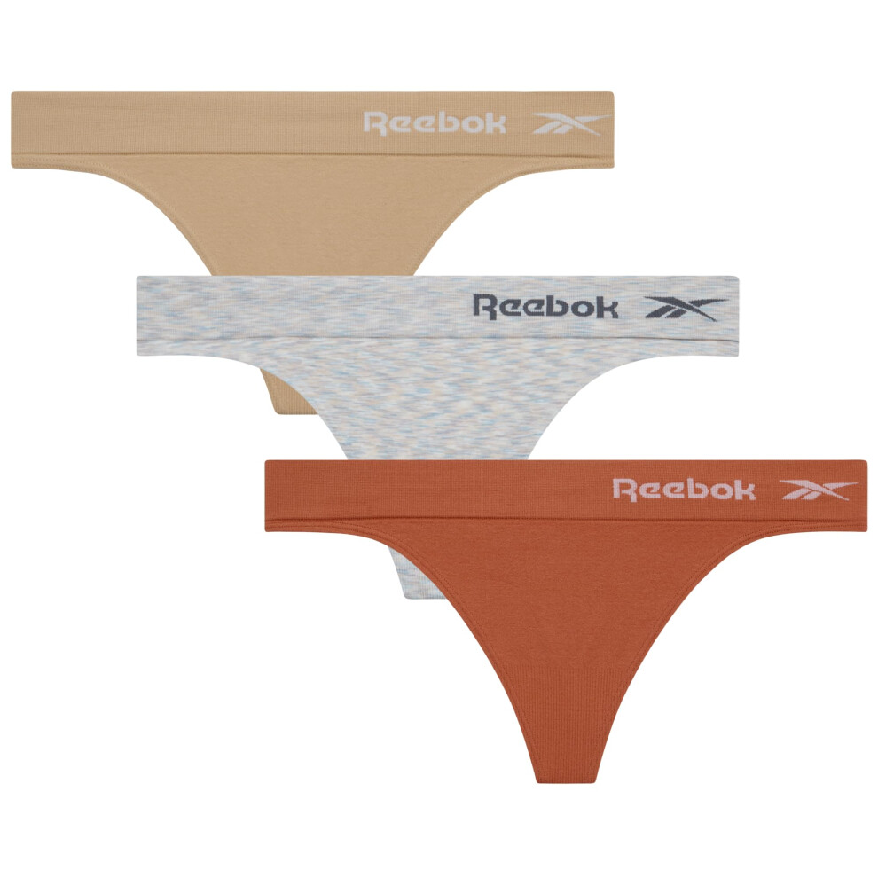 Reebok Women's Underwear - Seamless Thong (3 Pack)  Size Medium  TanLi