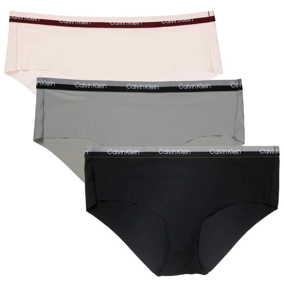 Calvin Klein Womens 3 Pack Hipster Underwear (Light Pink/Gray/Black  S