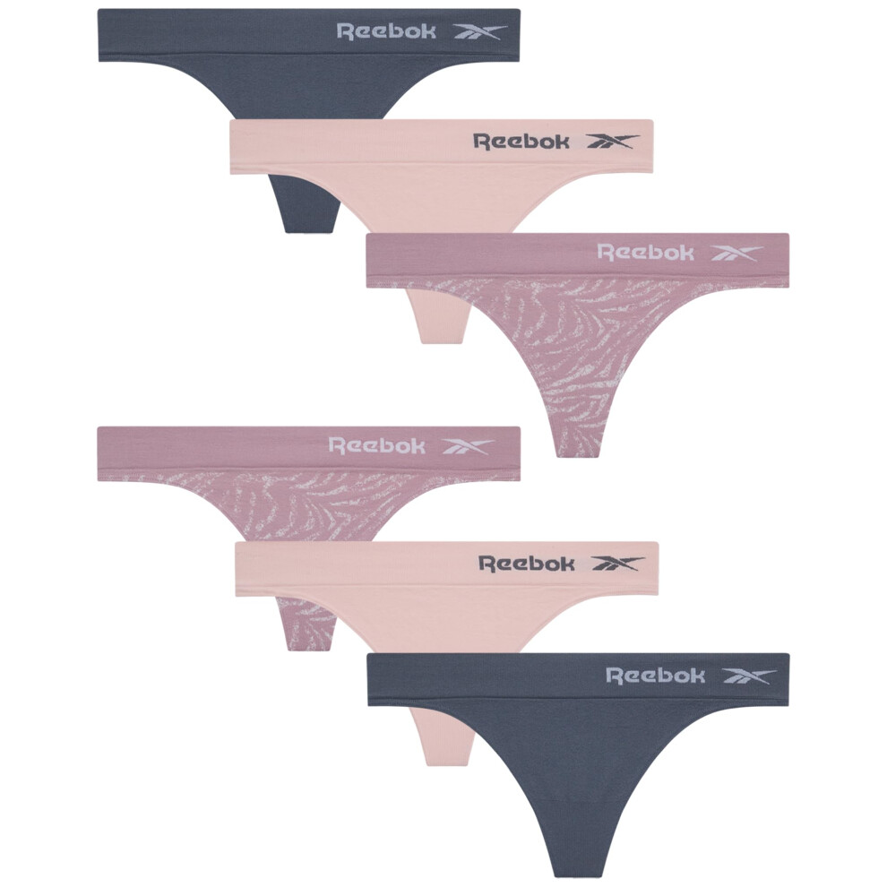 Reebok Women's Underwear - Seamless Thong (6 Pack)  Size Small  Dark G