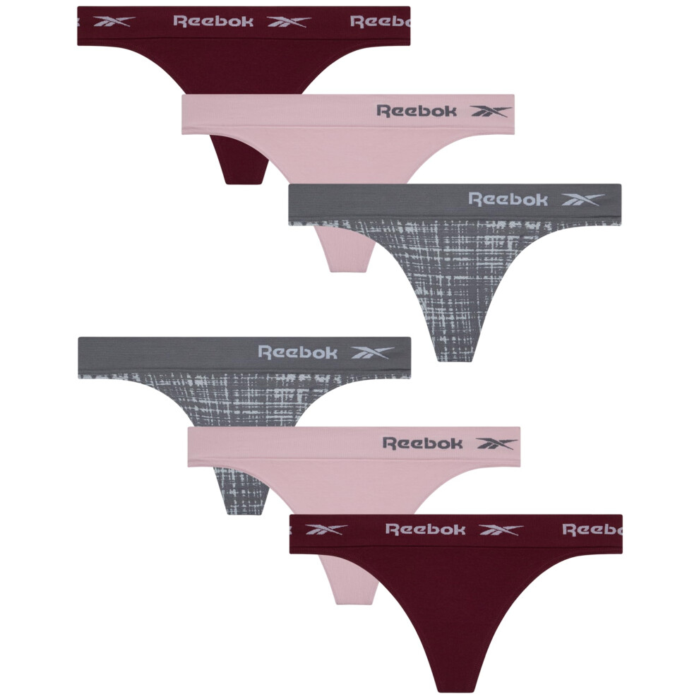 Reebok Women's Underwear - Seamless Thong (6 Pack)  Size Large  Maroon