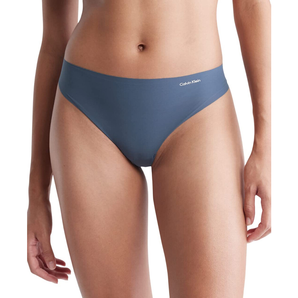 Calvin Klein Women's Invisibles Seamless Thong Panty  Blue Edge  Large