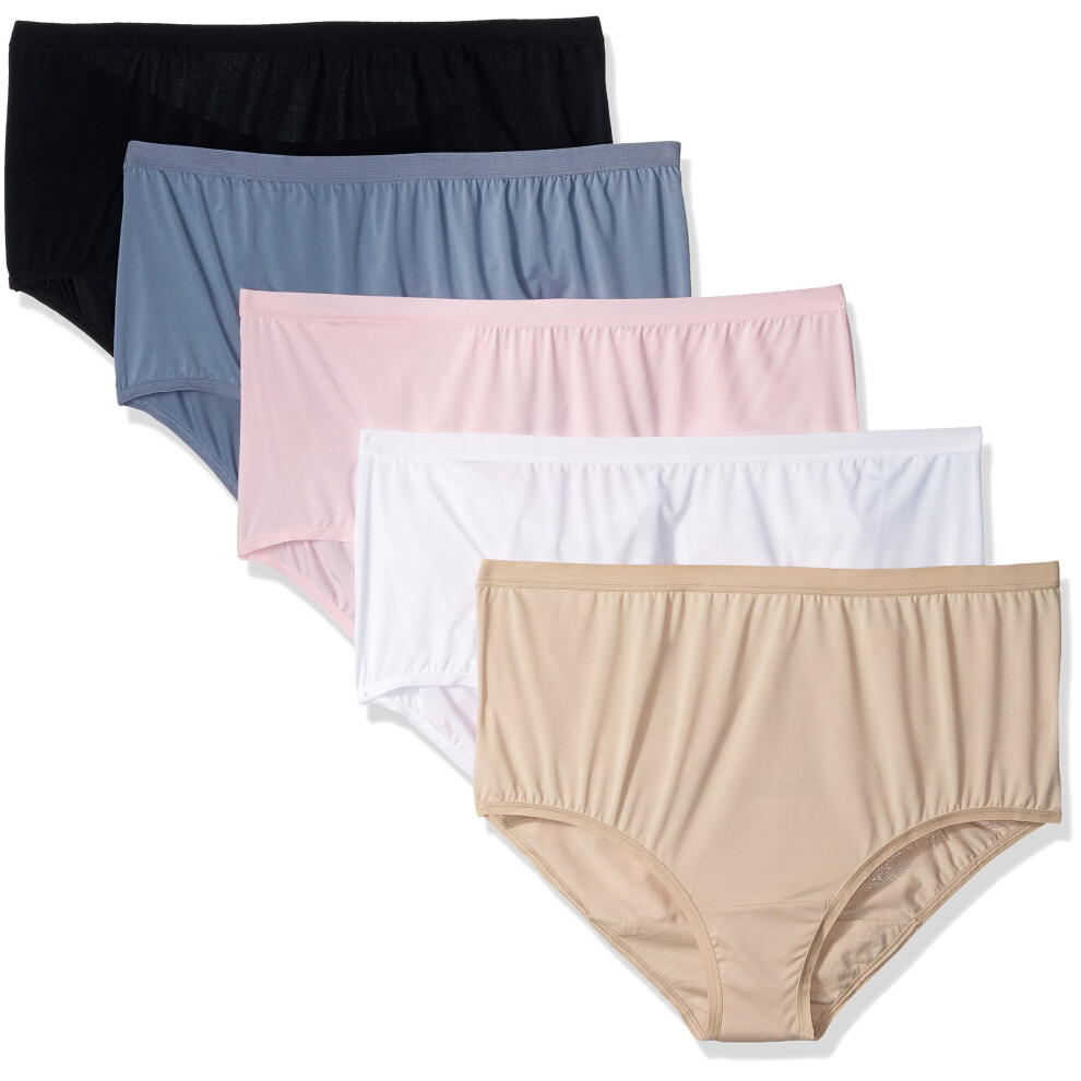 Fruit Of The Loom Women's Plus Size Fit for Me 5 Pack Microfiber Brief