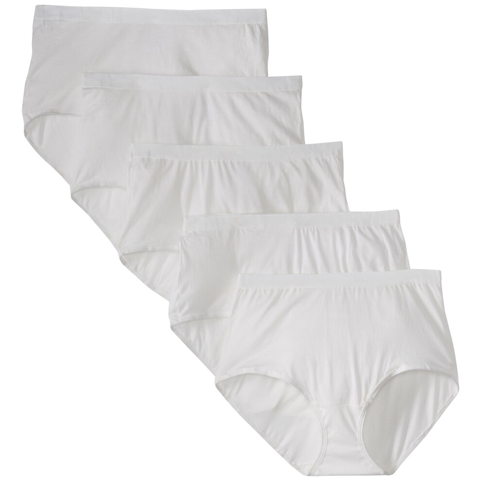 FOL Women's Plus Size Fit For Me 5Pack Cotton Brief Panties  White  9