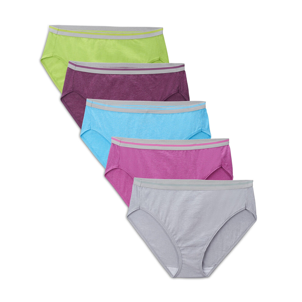 Fruit of the Loom Women's Plus Size Fit for Me 5 Pack Cotton Hi-Cut Pa