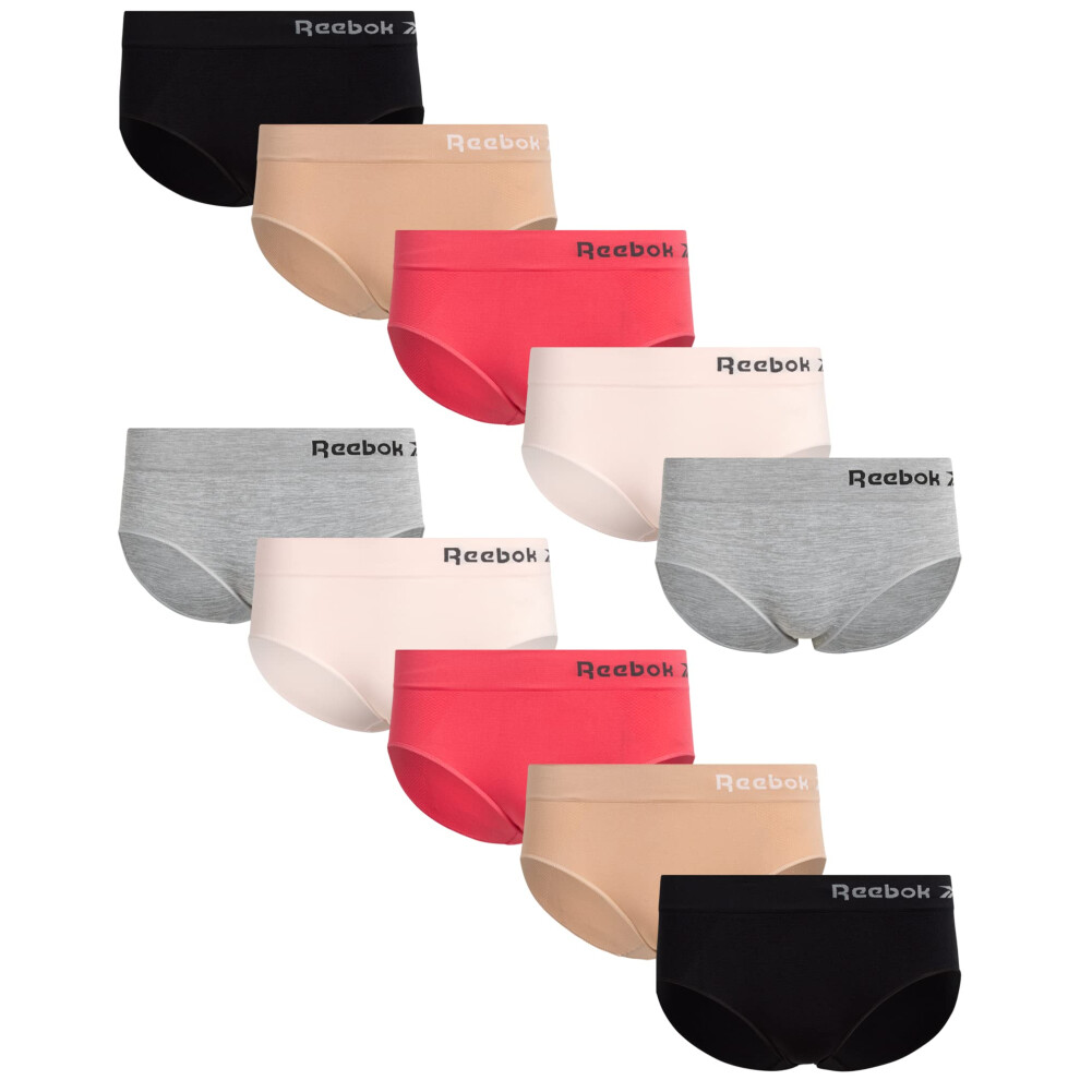 Reebok Women's Hipster Underwear - Seamless Hipster Briefs (10 Pack)