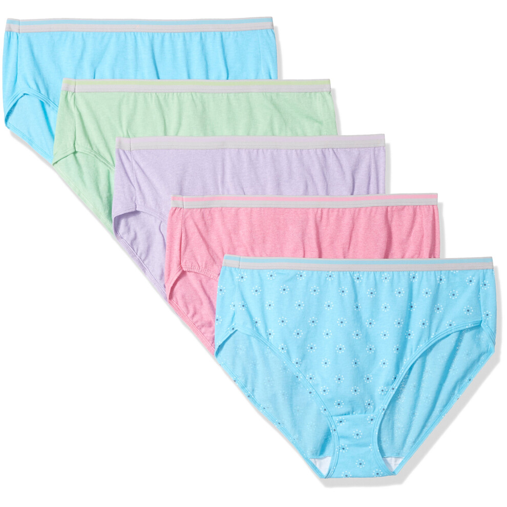 Fruit of the Loom Women's Plus Size Fit for Me 5 Pack Cotton Hi-Cut Pa