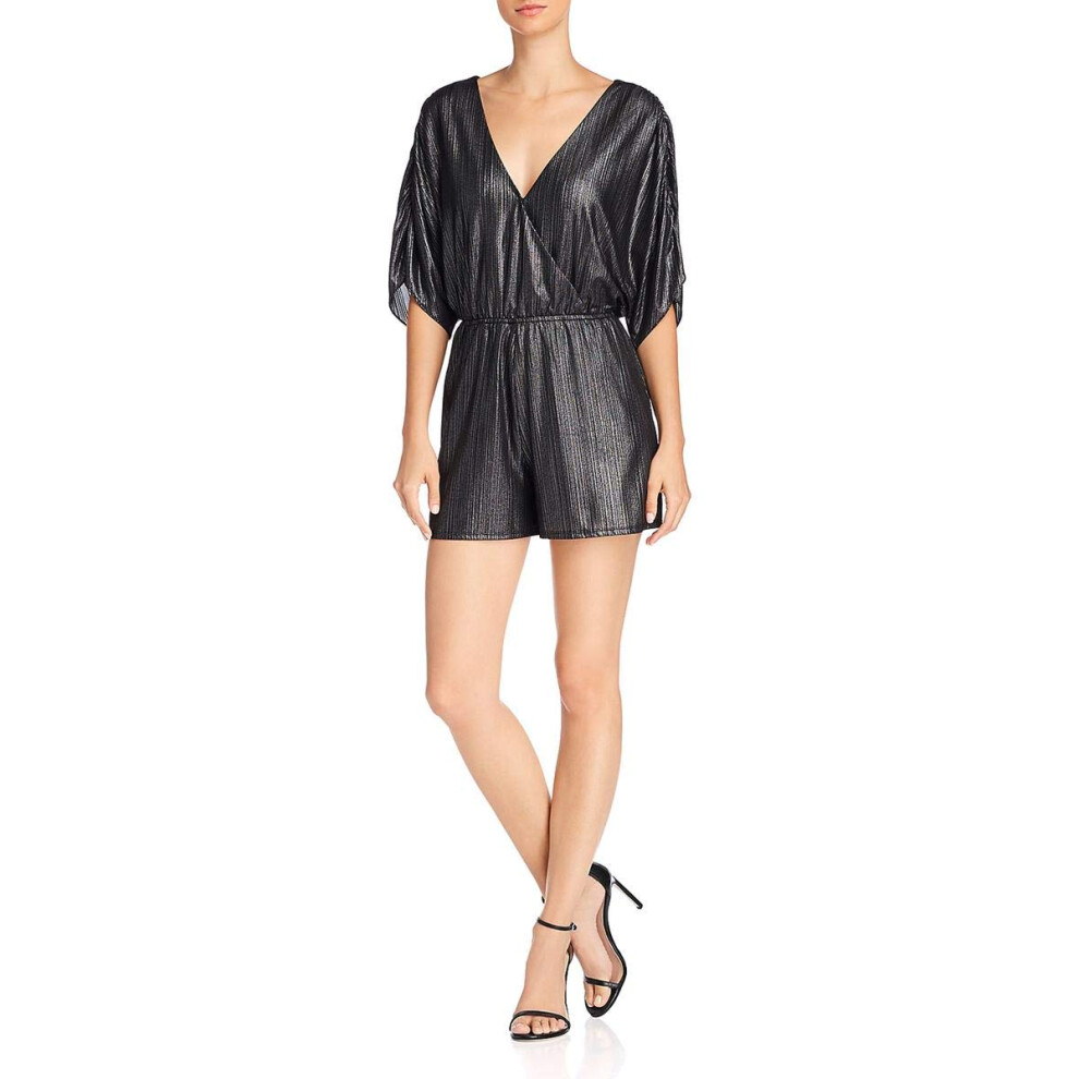 Guess Women's Riviera Half Sleeve Romper  Jet Black/Multi  L