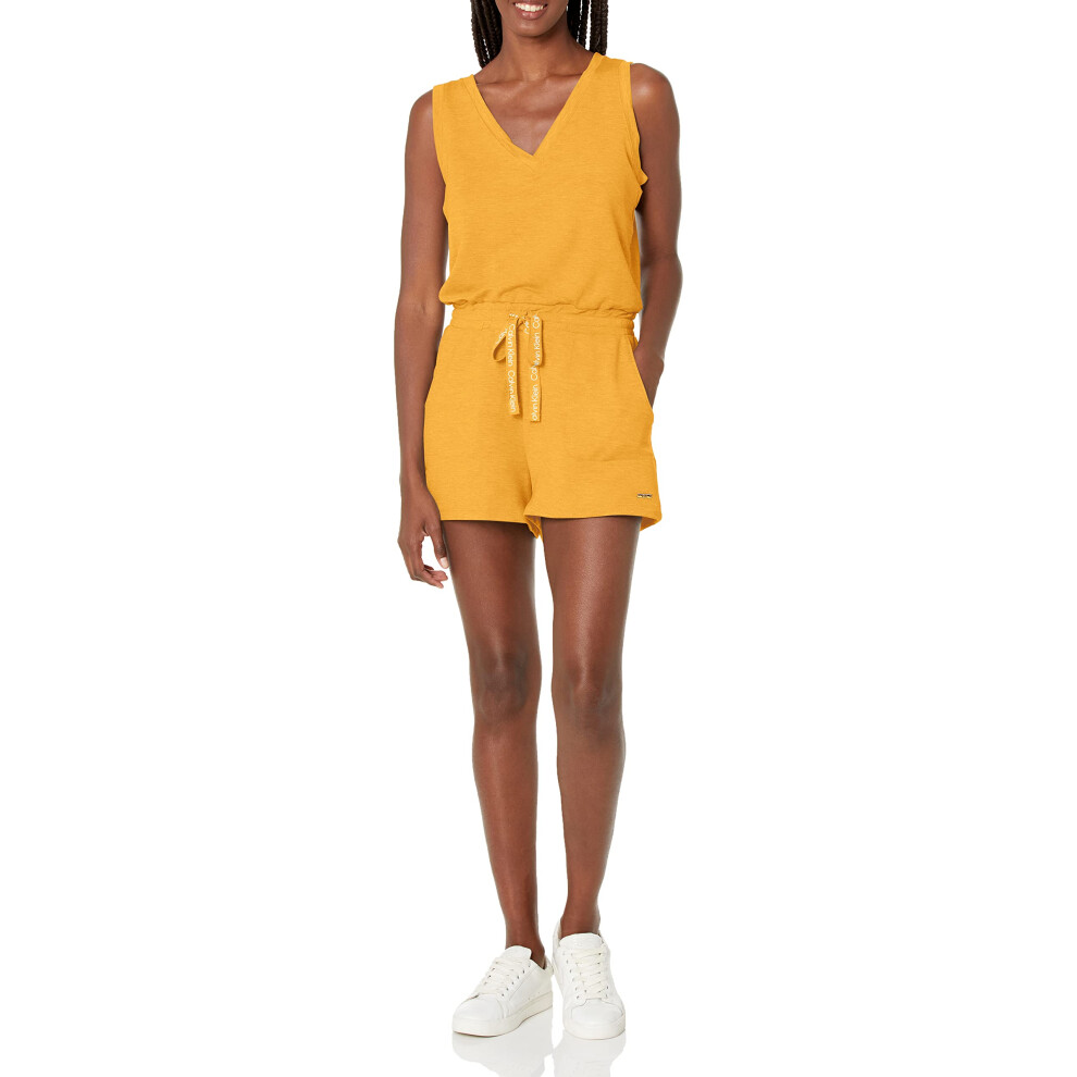 Calvin Klein Women's Casual Short Sleeve Romper  Heather Ochre  L