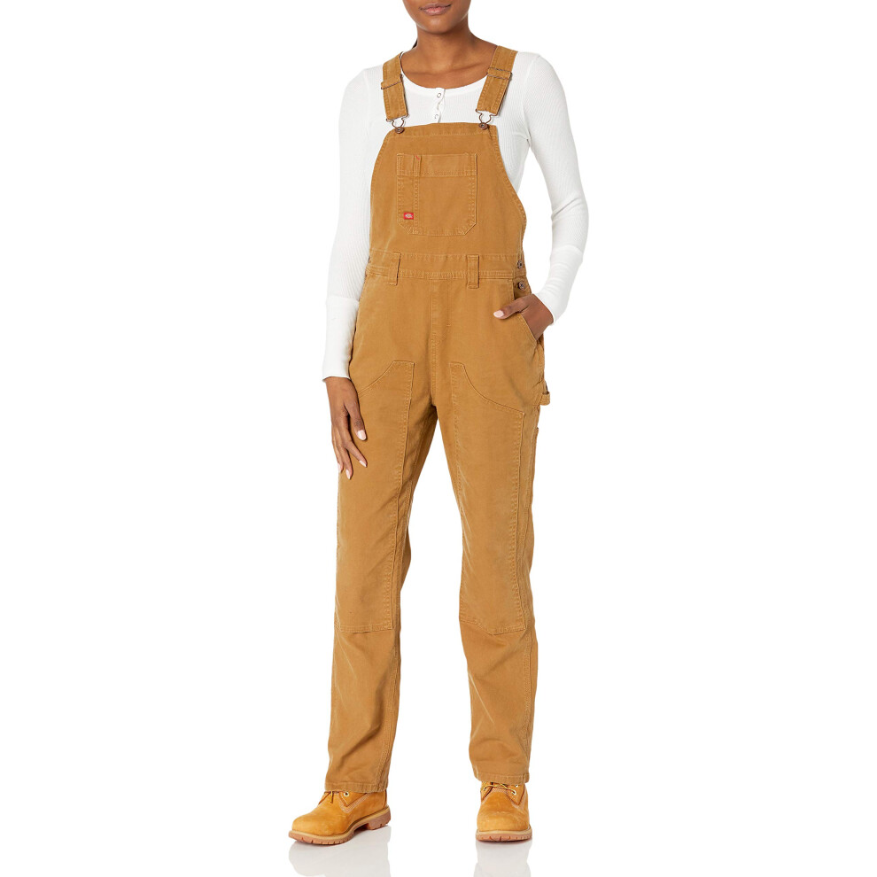 Dickies womens Duck Double Front Bib Overalls  Rinsed Brown Duck  X-Sm