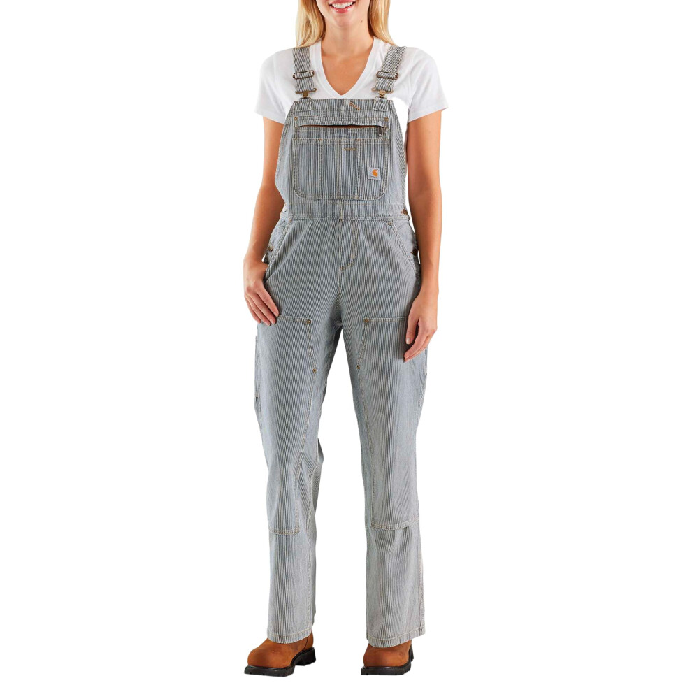 Carhartt Women's Relaxed Fit Denim Railroad Stripe Bib Overall  S Peti