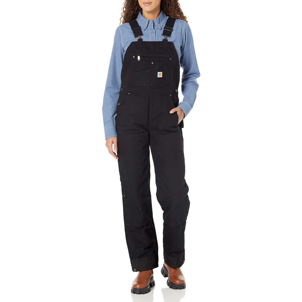 Carhartt Women's Petite Quilt Lined Washed Duck Bib Overall  Black  Sm