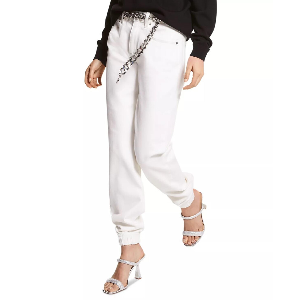 Michael Kors Womens Denim Ankles Jogger Jeans White 8