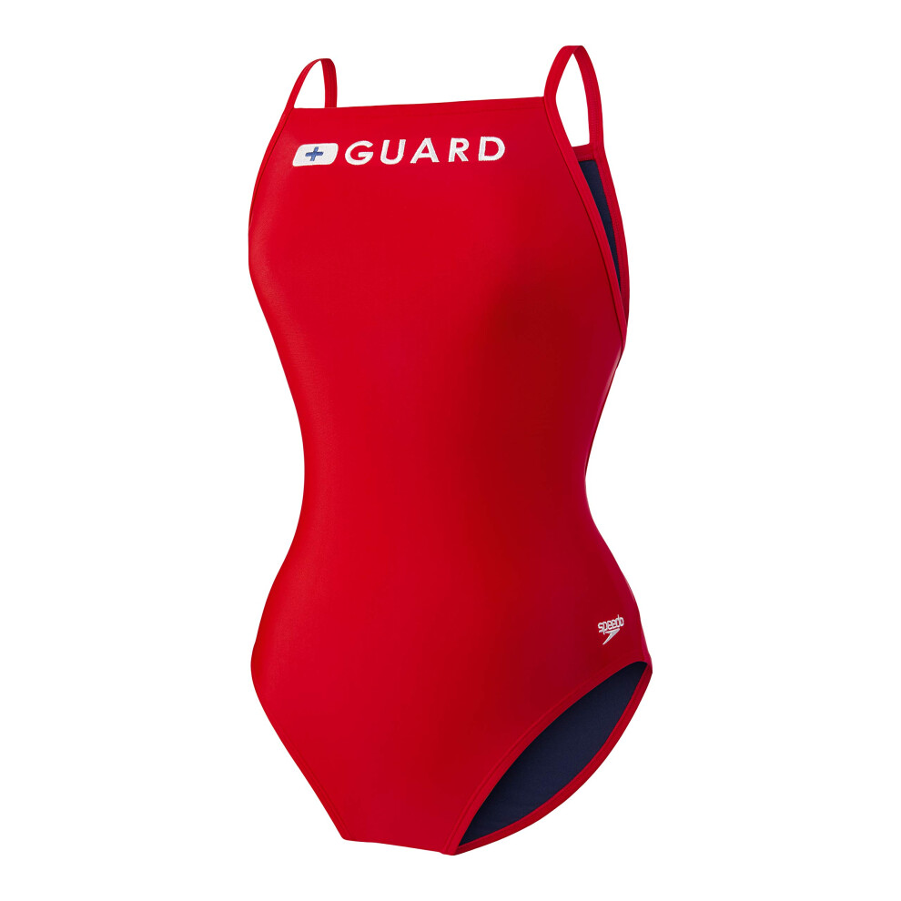 Speedo Women's Standard Guard Swimsuit One Piece  Cross Back Red  32