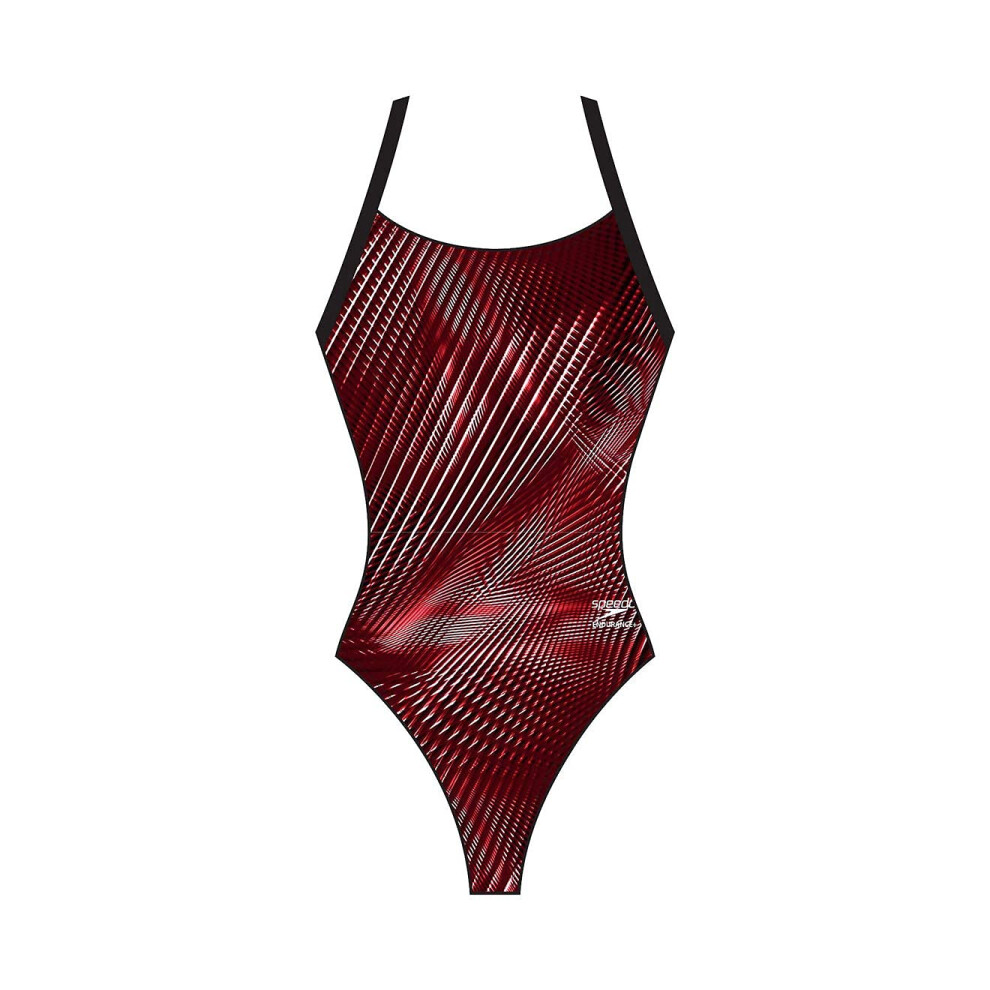 Speedo Women's Warped Weave Flyback Speedo Maroon 28