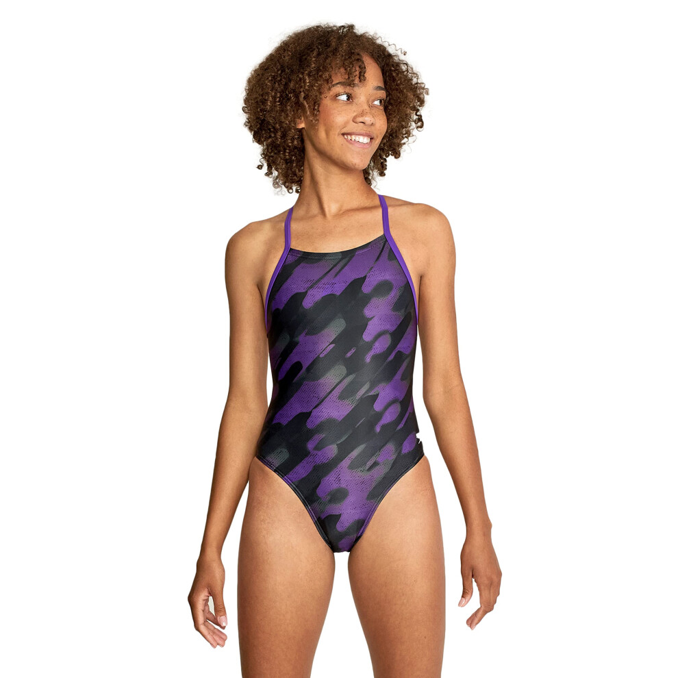 Speedo Women's Standard Swimsuit One Piece PowerFlex Cross Back Printe