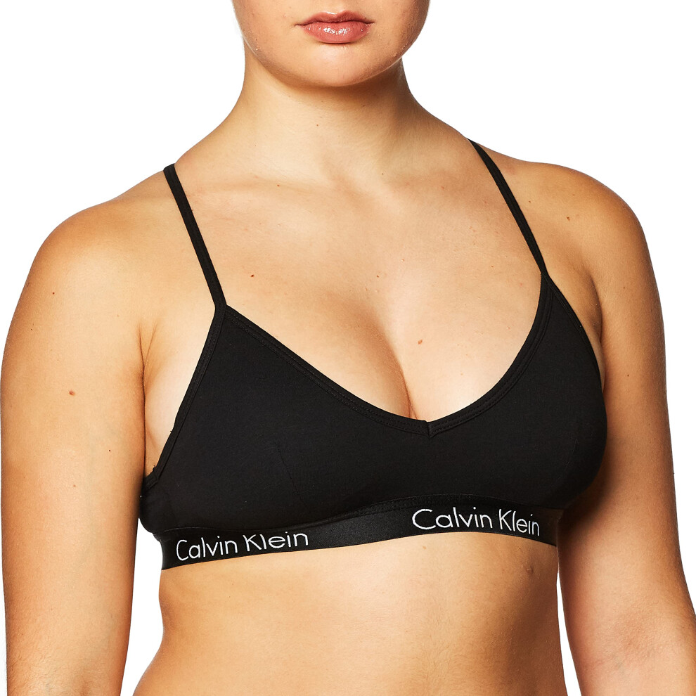 Calvin Klein Women's Motive Cotton Lightly Lined Bralette  Black  X-Sm