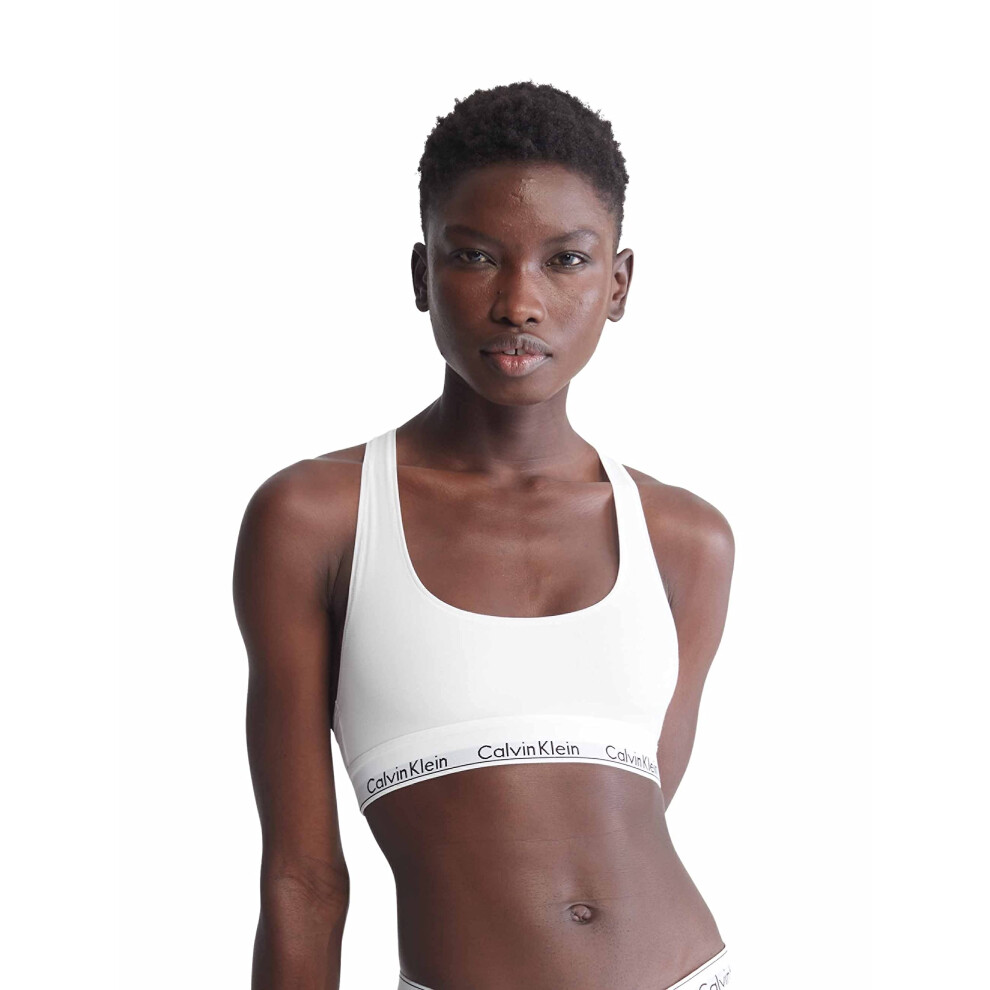 Calvin Klein Women's Modern Cotton Unlined Wireless Bralette  White  M