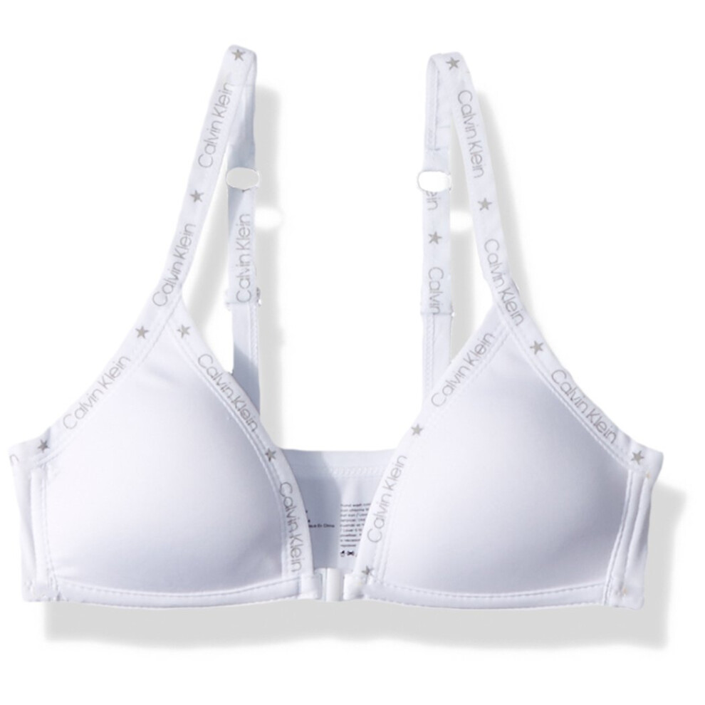 Calvin Klein Girls' Big Micro Wirefree Front Closure Bra  Classic Whit