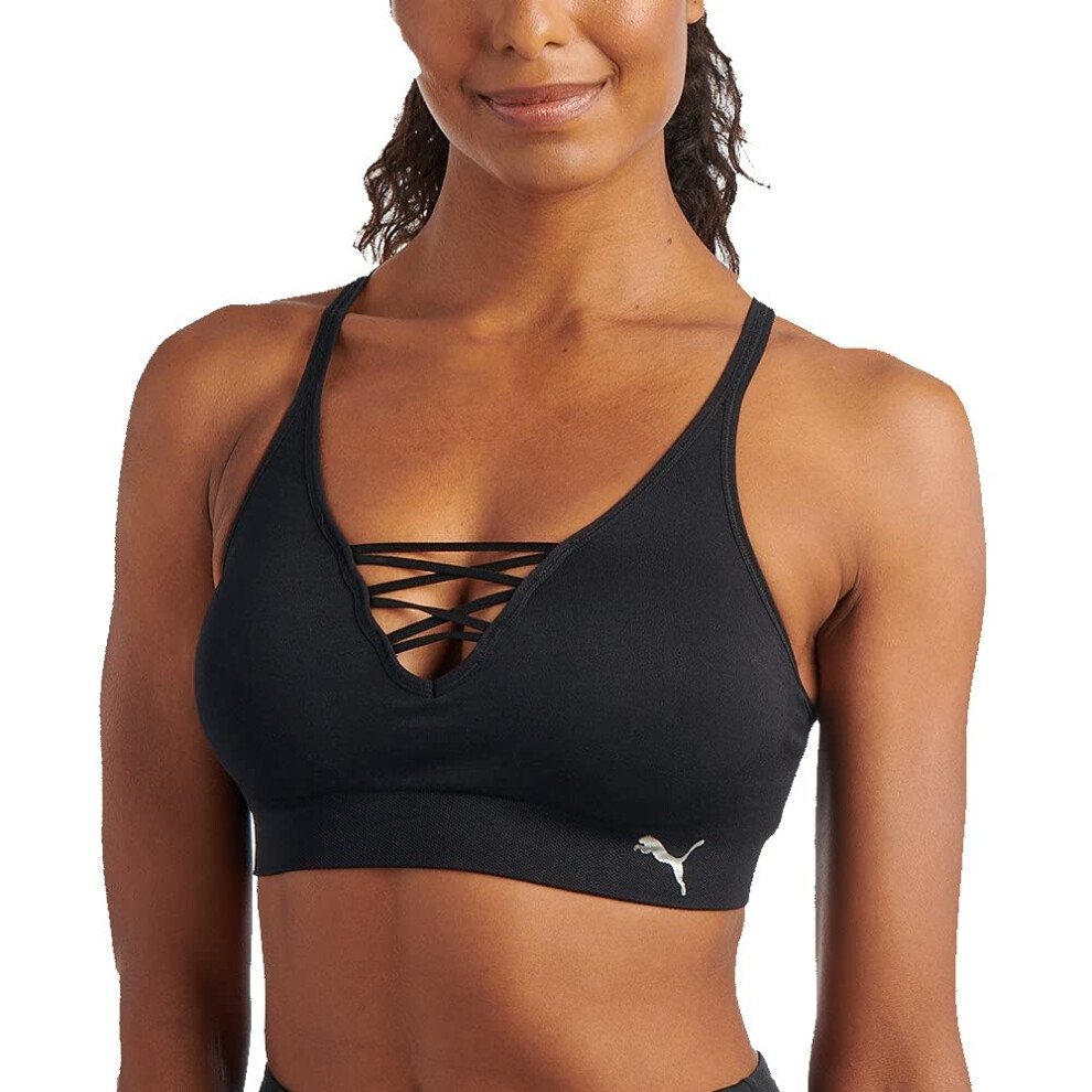 PUMA Women's Seamless Sports Bra  Black/Metallic  Small