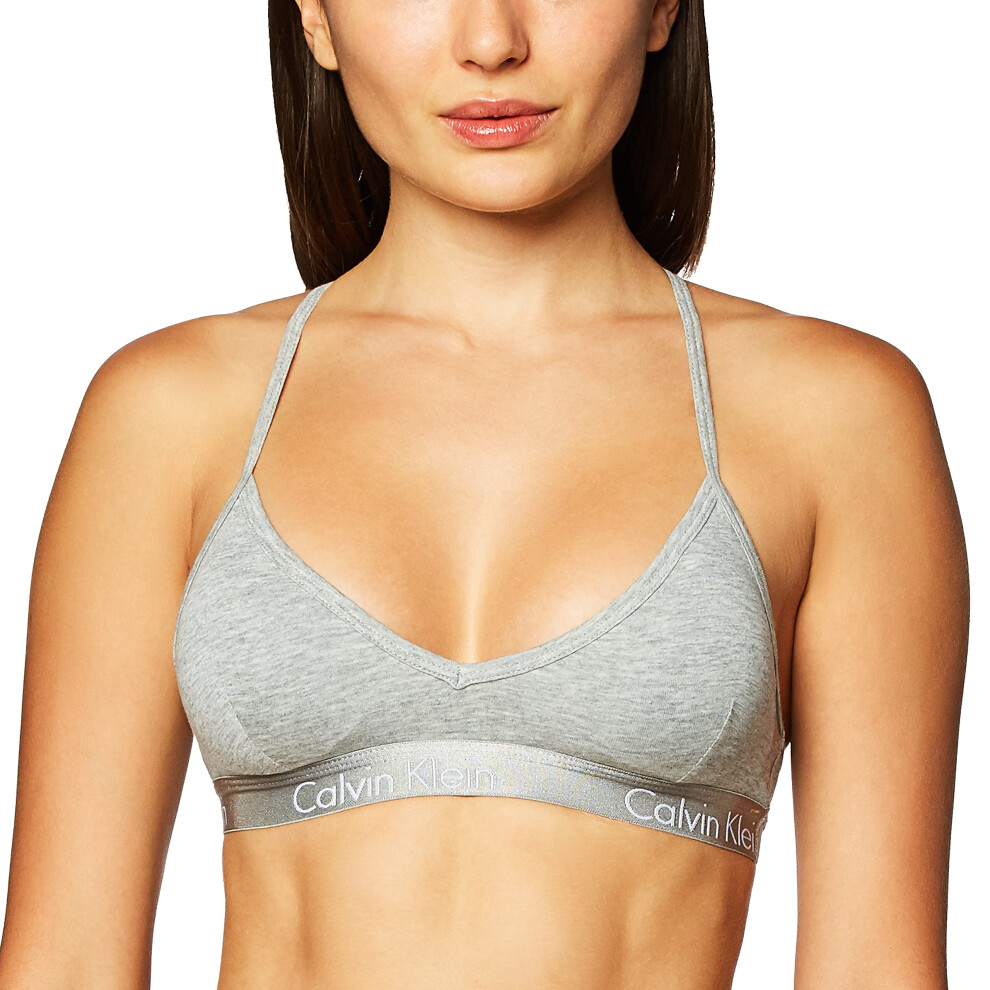 Calvin Klein Women's Motive Cotton Lightly Lined Bralette  Grey Heathe