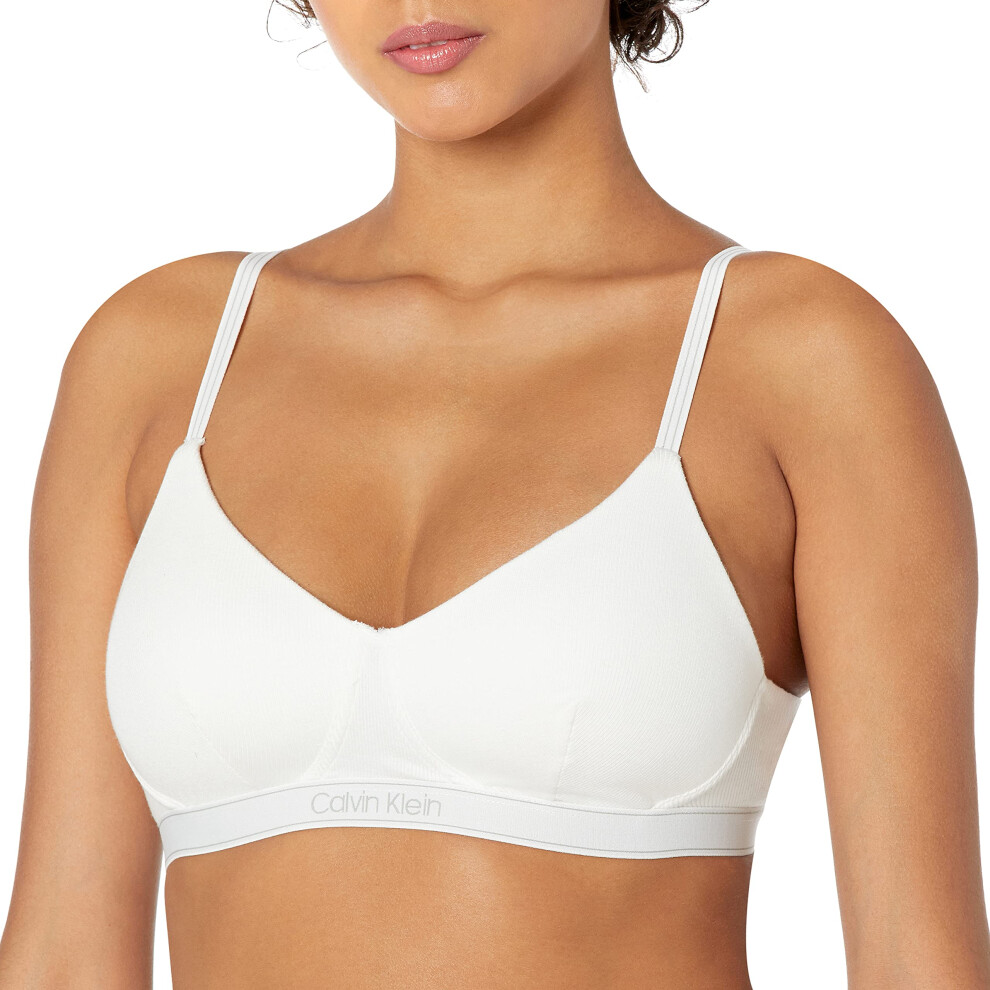 Calvin Klein Women's Pure Ribbed Lightly Lined Bralette  White  X-Larg