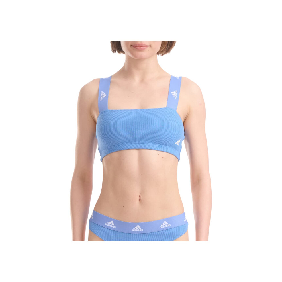 Adidas Women's Rib 2X2 Bandeau Ladies Bra  Blue Fusion