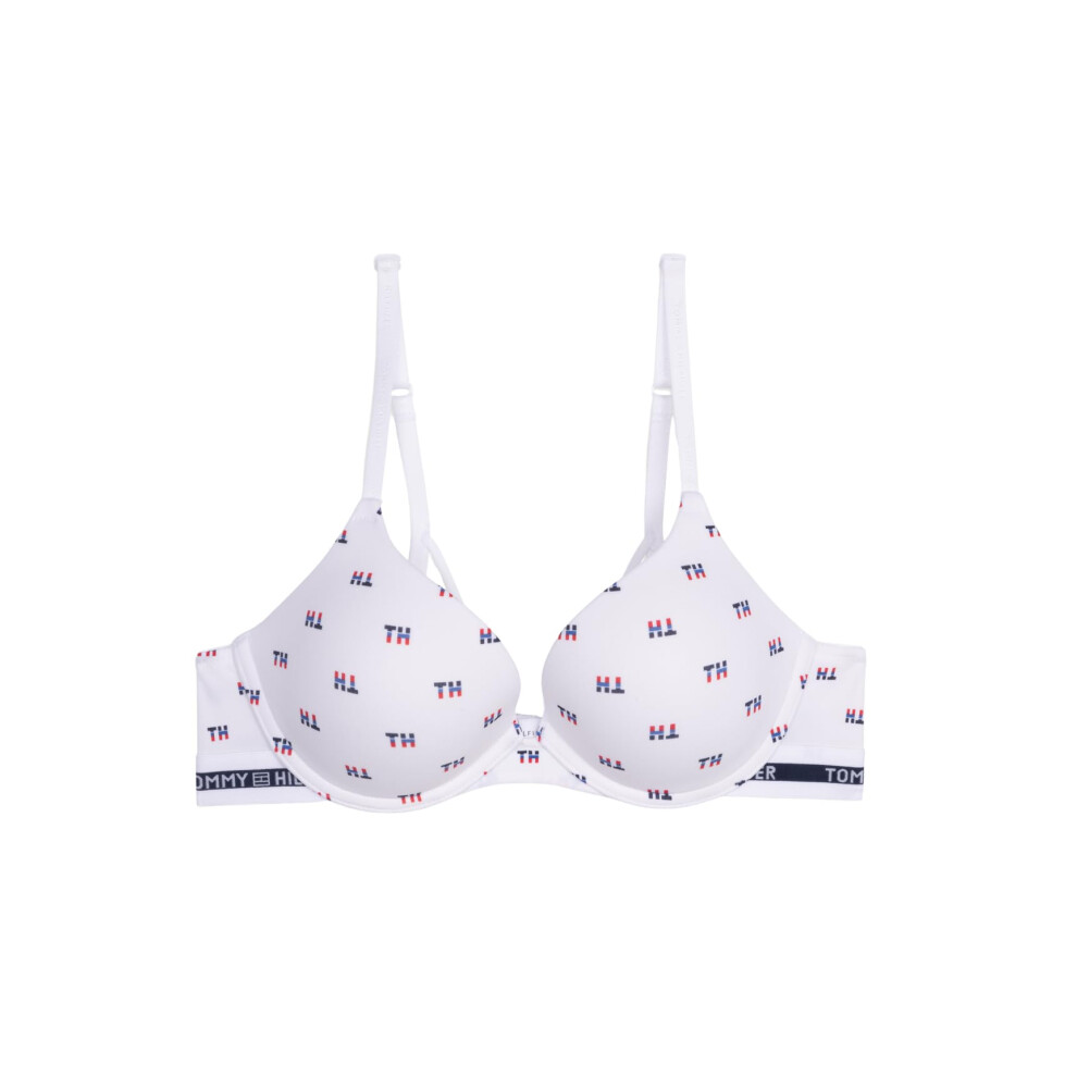 Tommy Hilfiger Women's Push Up with Strappy Bra  TRICLR Off BWHT  34B