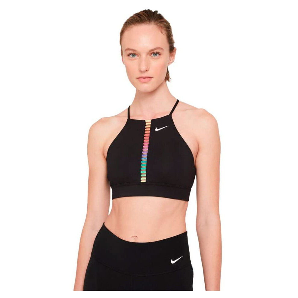 Nike Women's Rainbow Ladder Light Support Indy Sports Bra  Black  XS