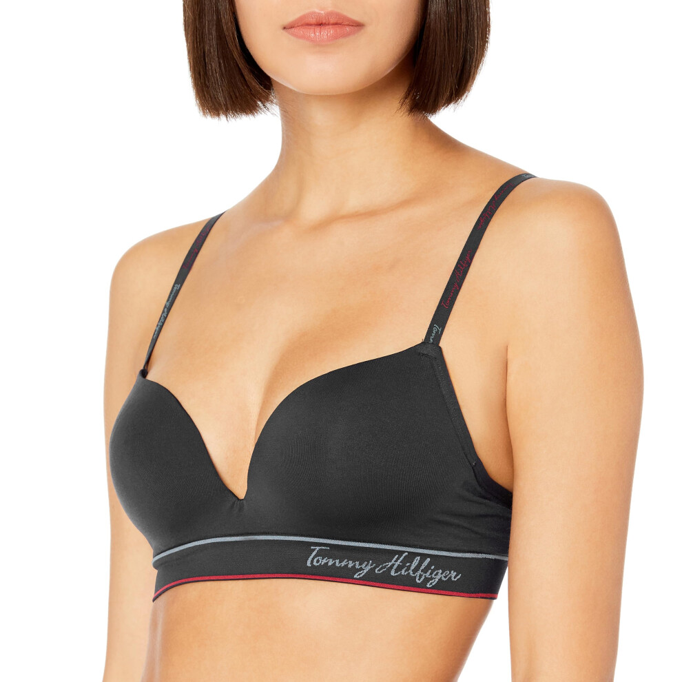 Tommy Hilfiger Women's Seamless Lightly Lined Lounge Bralette  Black