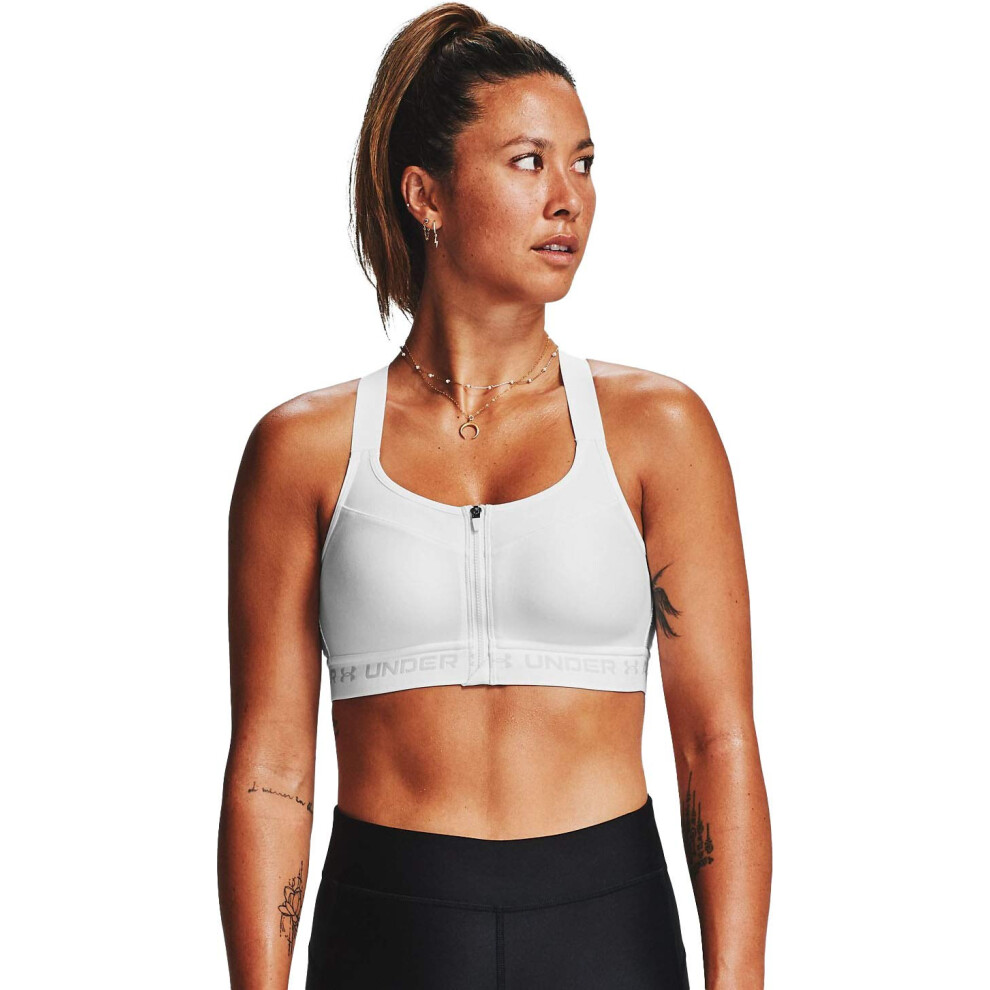 Under Armour Women's Armour High Crossback Zip Bra   White (100)/Halo