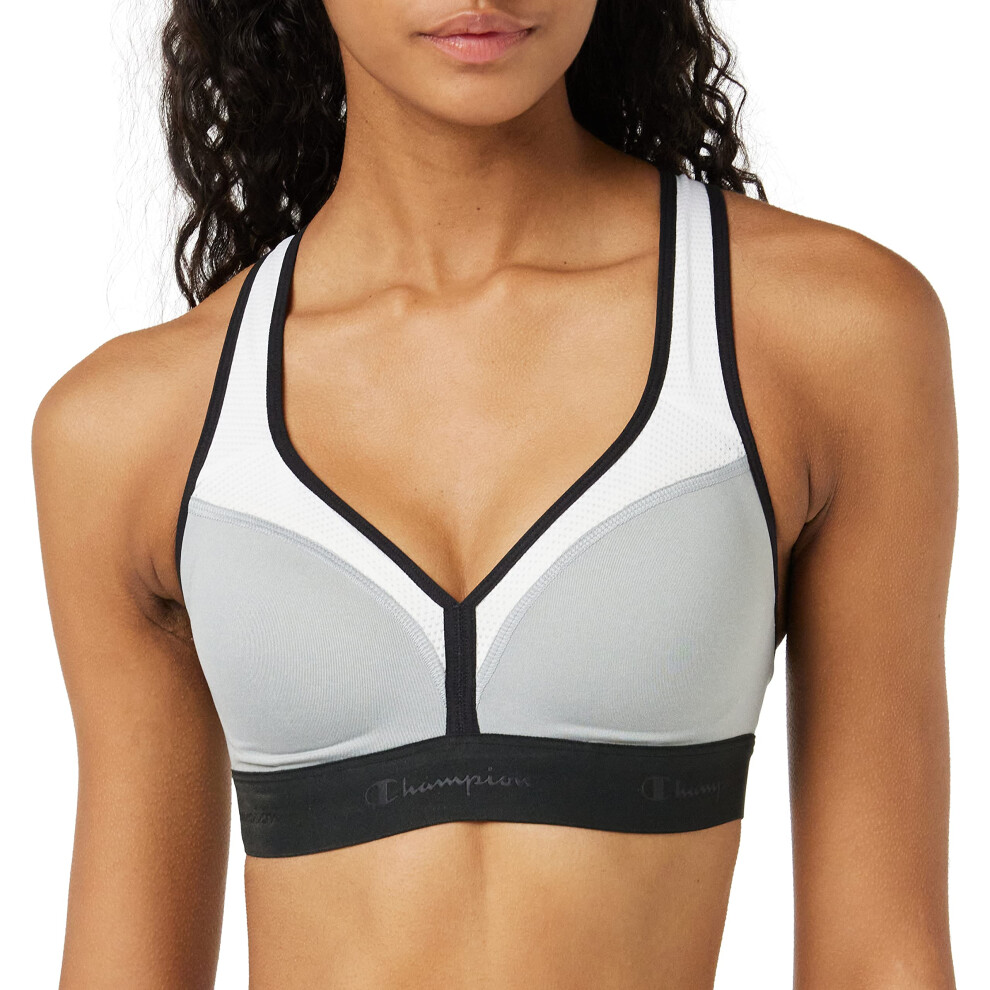 Champion womens The Curvy Sports Bra  Oxford Gray Heather/White/Black