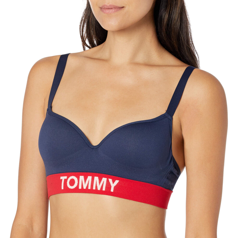 Tommy Hilfiger Women's Seamless Lightly Lined Lounge Bralette  Navy