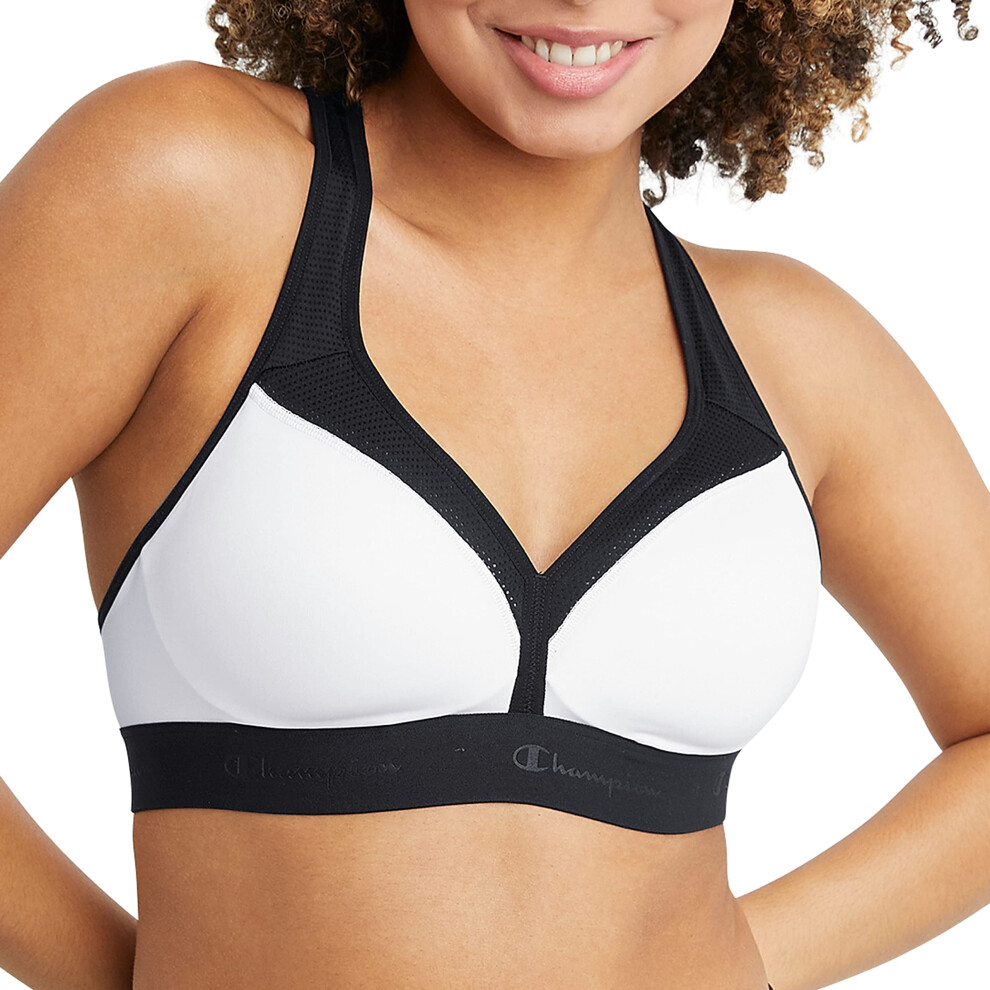 Champion womens The Curvy Sports Bra  White/Black  X-Large US