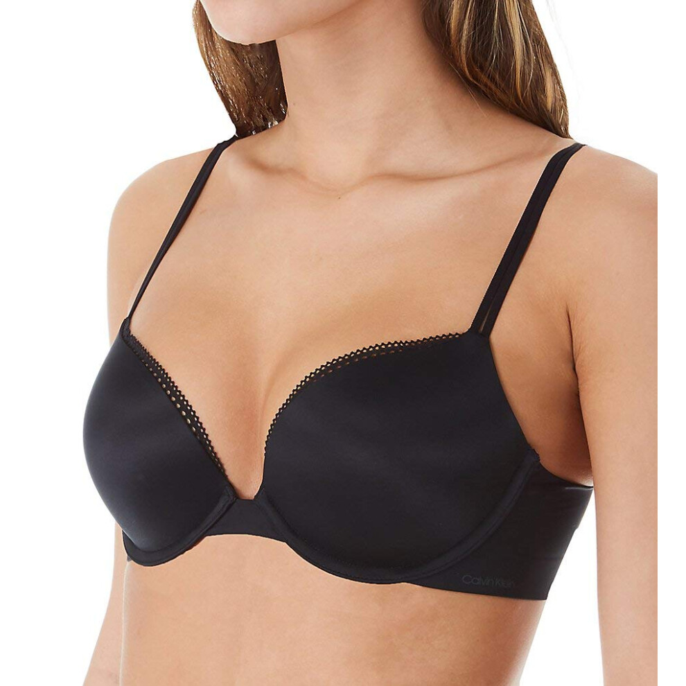 Calvin Klein Women's Liquid Touch Push Up Plunge Bra  black  34D