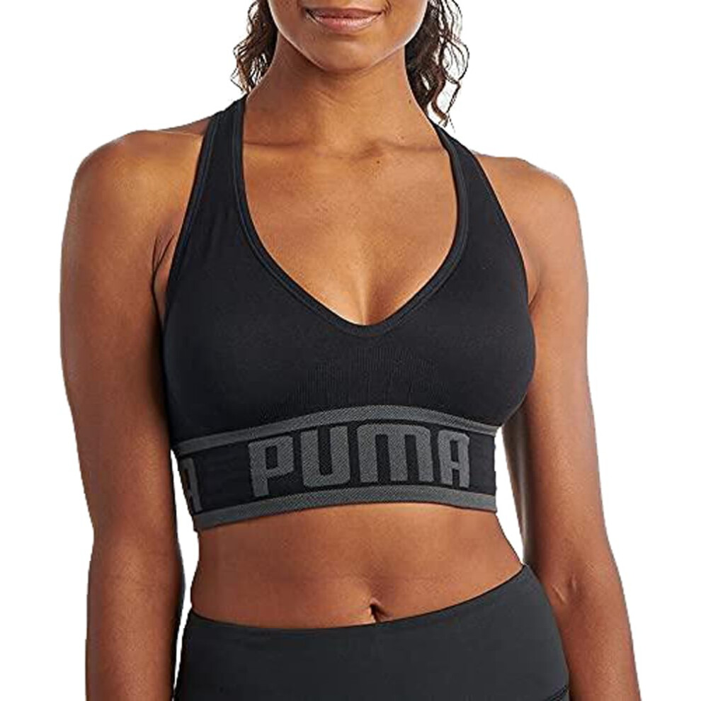 PUMA Women's Seamless Sports Bra  Black  Medium