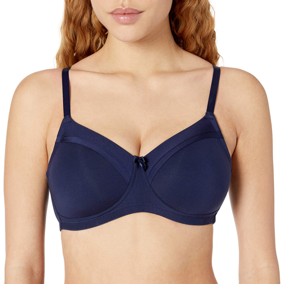 Royce Women's Maisie Wireless Satin Trim T-Shirt Bra 1091 36E Navy