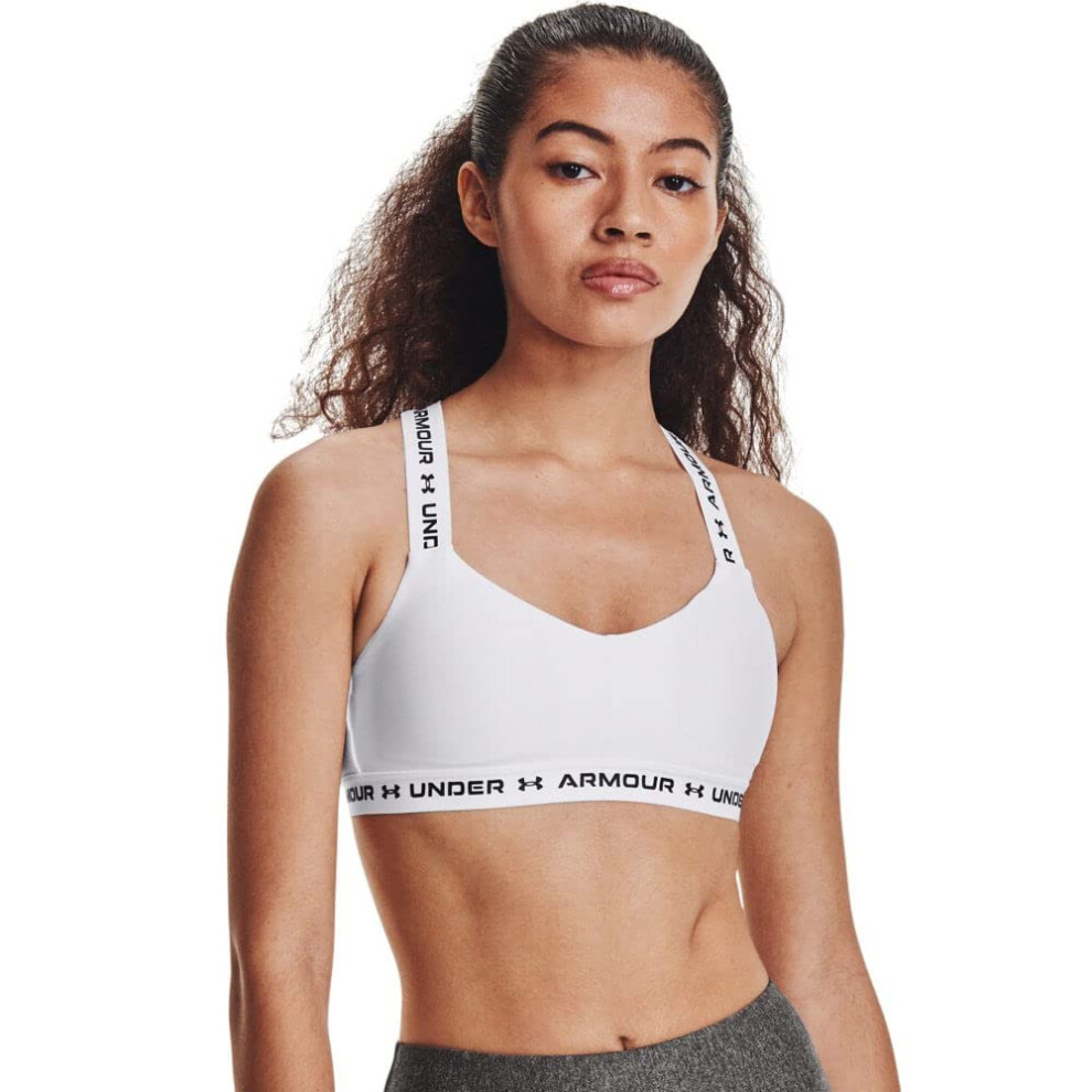 Under Armour Women's Crossback Low Sports Bra   White (100)/Black   X-