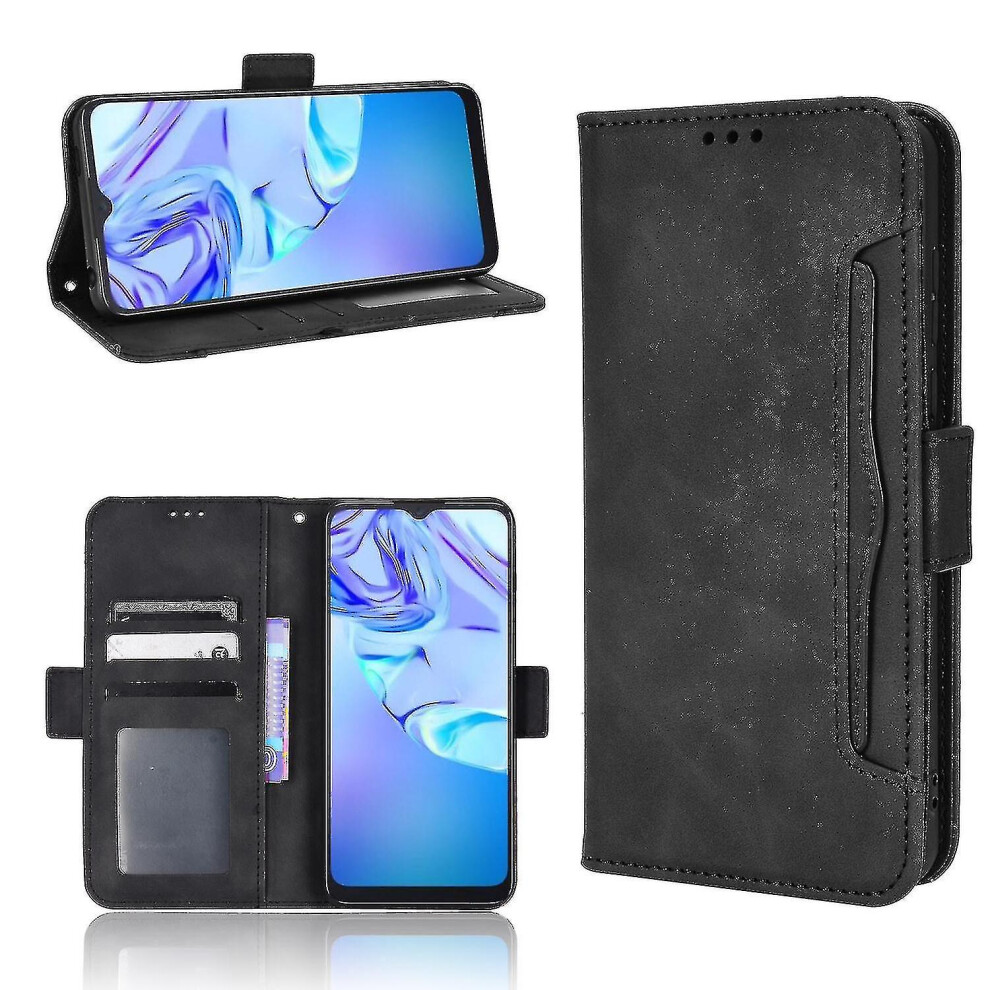 (Black) Compatible With Tcl 306 Wallet Case Pu Leather Card Slots Kickstand Magnetic Flip Cover