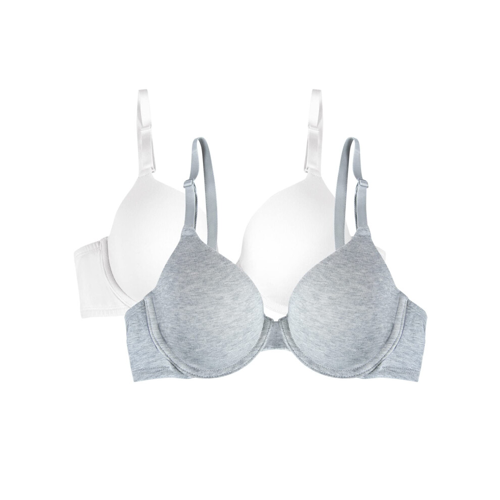 Fruit of the Loom Women's T-Shirt Bra  Heather Grey/White  36B