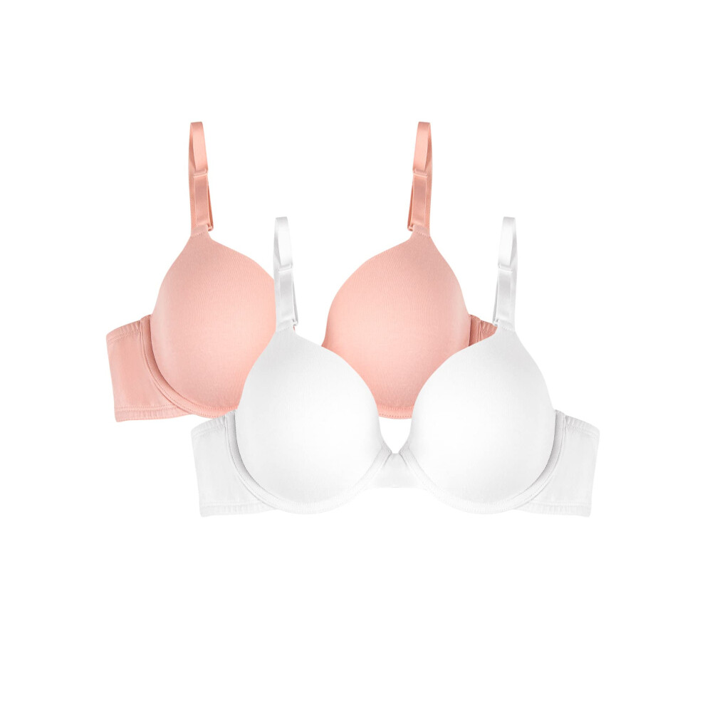 Fruit of the Loom Women's 2-Pack T-Shirt Bra  White/Blushing Rose  34D