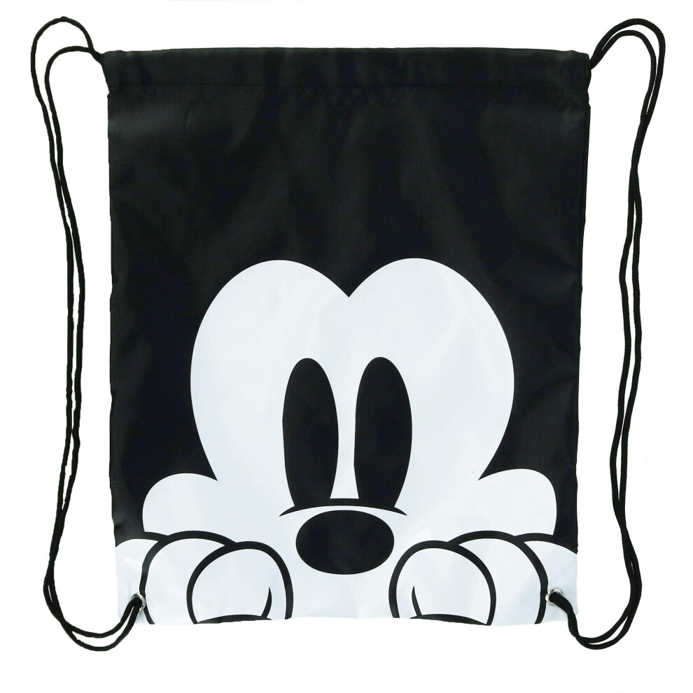 Disney Mickey Mouse Face Drawstring Tote Backpack  Black  One Size