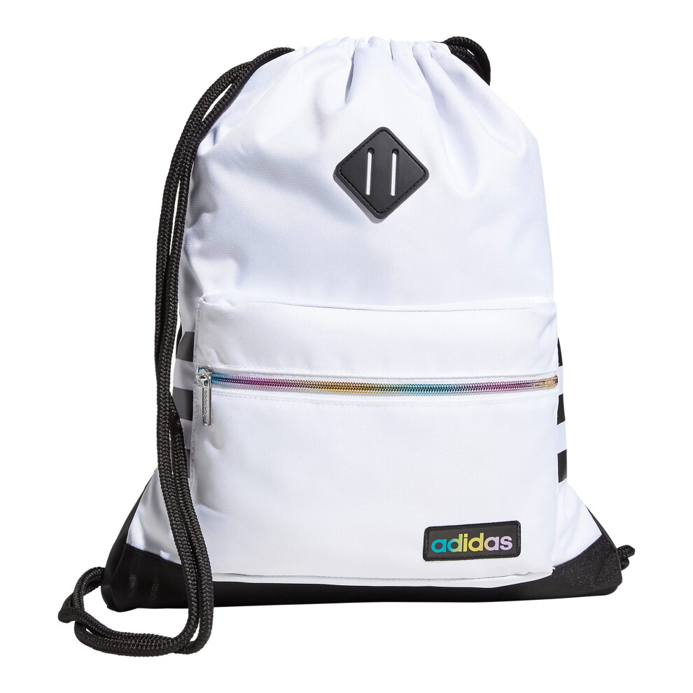 adidas Classic 3S Sackpack  White/Black/Rainbow Metallic  One Size