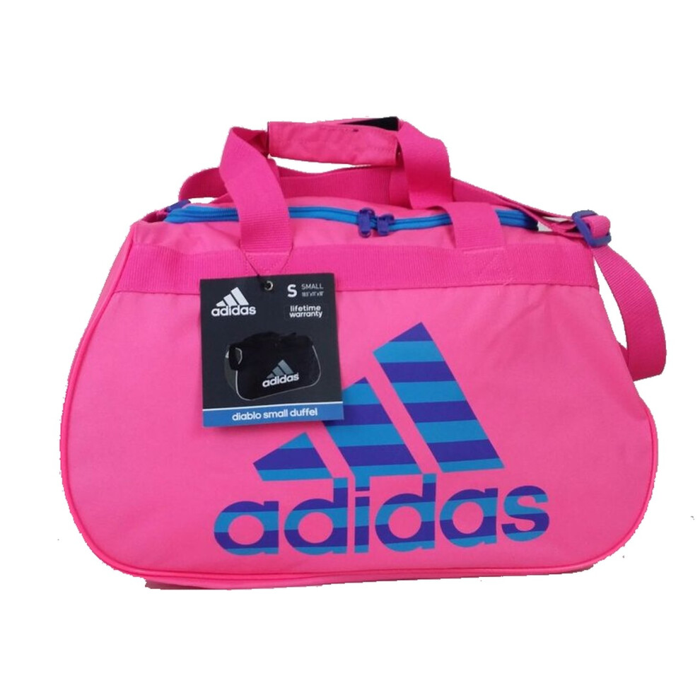 Adidas Diablo II Duffel Gym Bag Luggage Solar Pink Blue Small