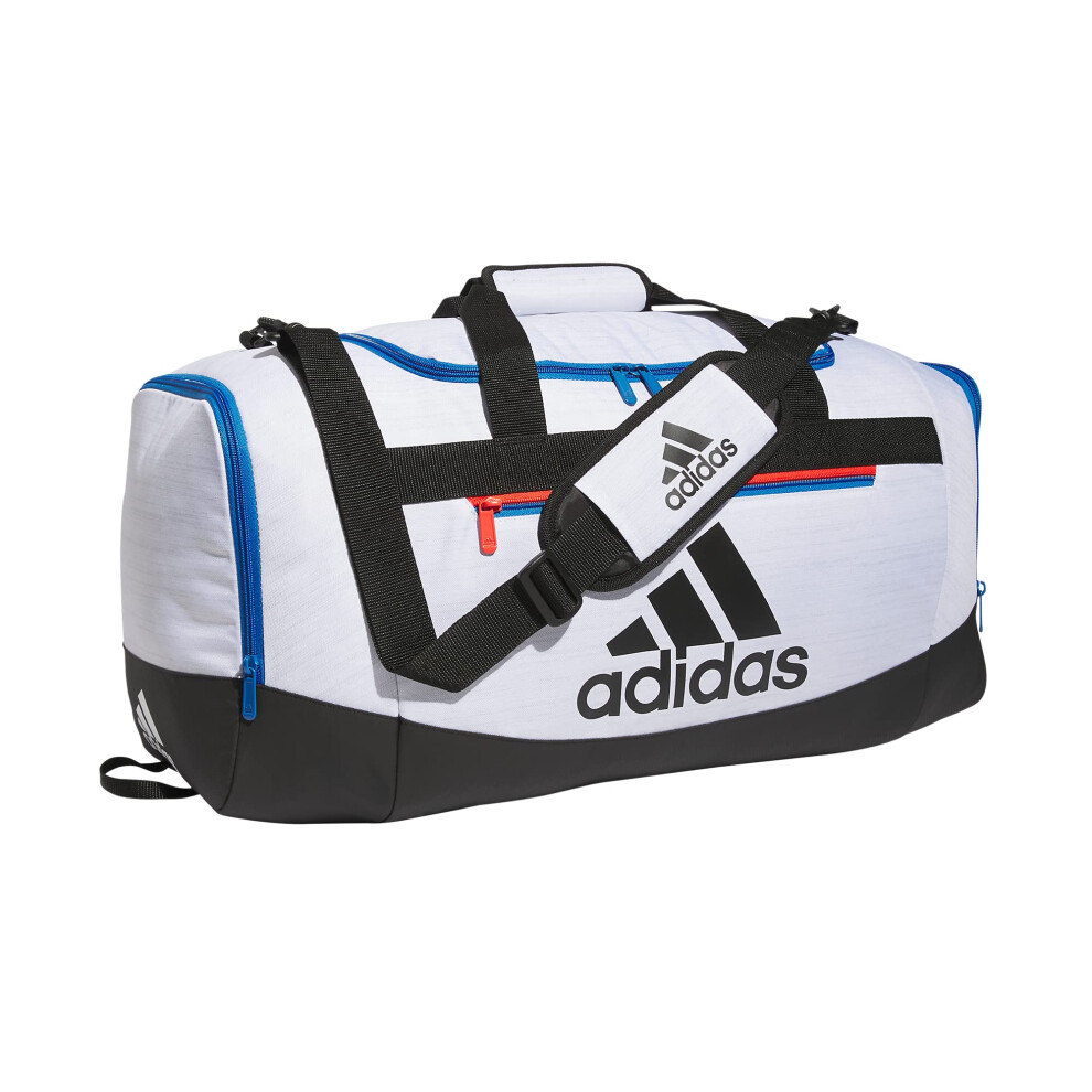 adidas Unisex Adult Defender 4 Medium Duffel Bag  Two Tone White-Clear