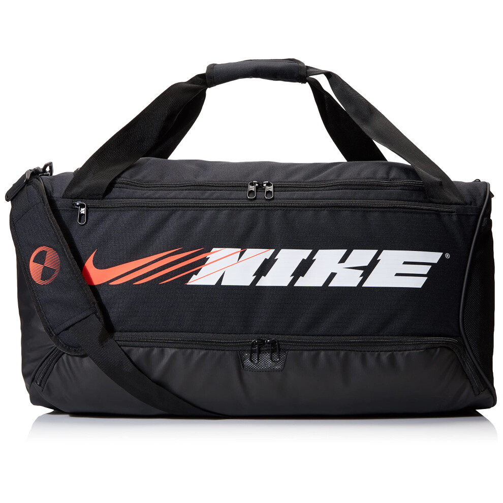 NIKE BRASILIA TRAINING/GYM/TRAVEL MEDIUM SPORT DUFFEL BAG BLACK/WHITE/