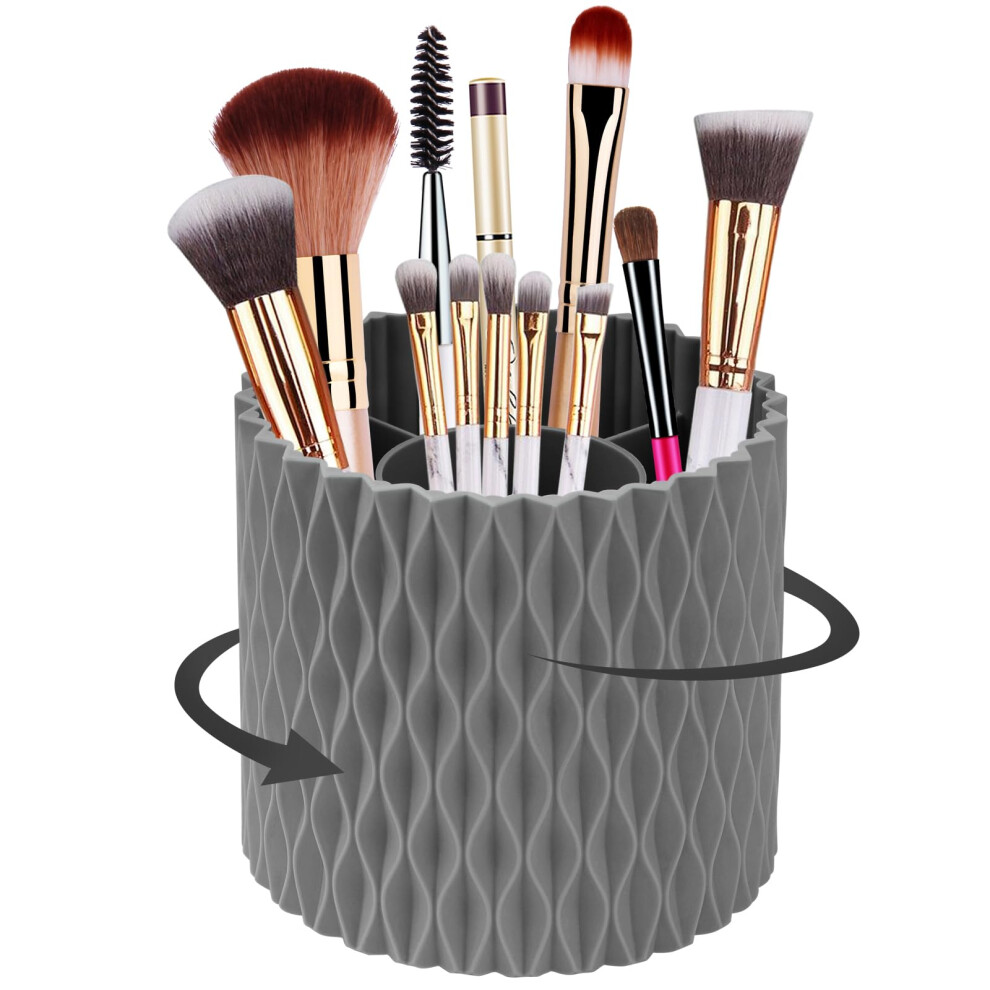 Bailinna Makeup Brush Holder 360 Rotating Makeup Organizer 5 Slot Makeup Brushes Cup Pen Holder For Vanity Decor Desk Storage Container Bathroom Countertops