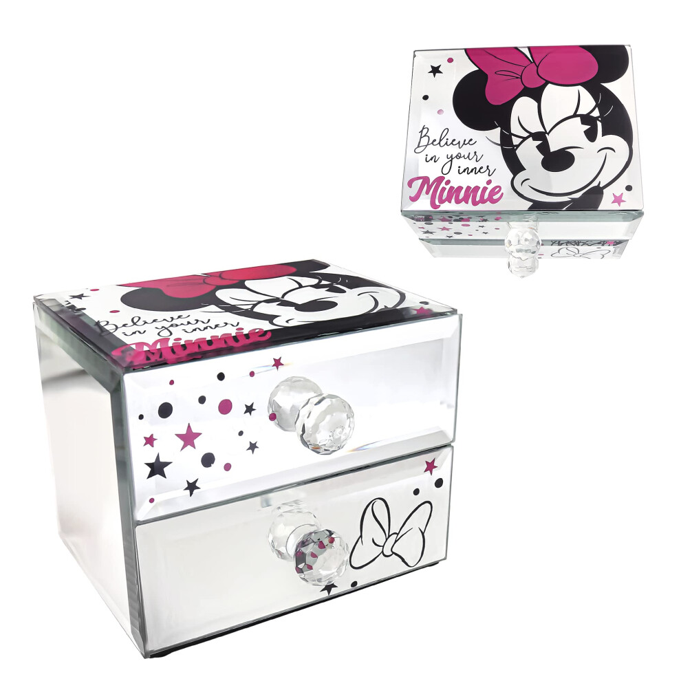 Disney Minnie Mouse Jewelry Box  Mirrored Glass  Believe in your inner