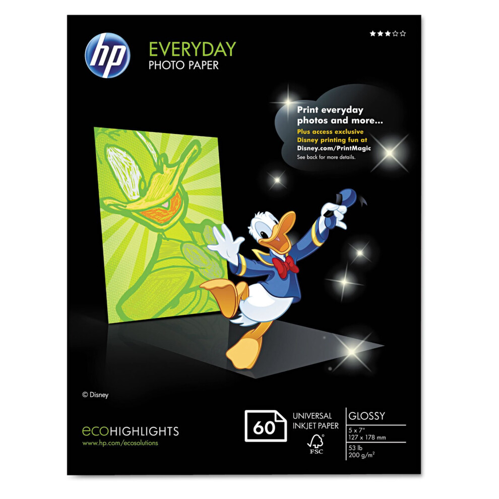 HP Everyday Photo Paper  Glossy  5x7 in  60 sheets (CH097A)