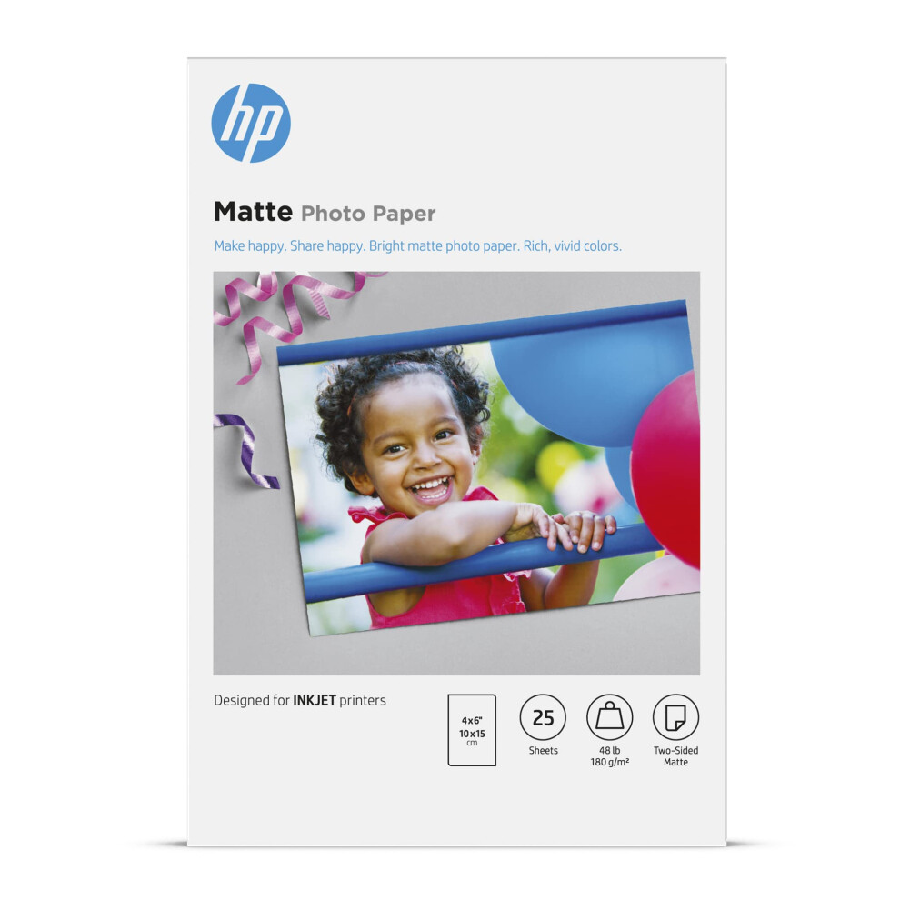 HP Matte Photo Paper  4x6 in  25 sheets (6QH46A)