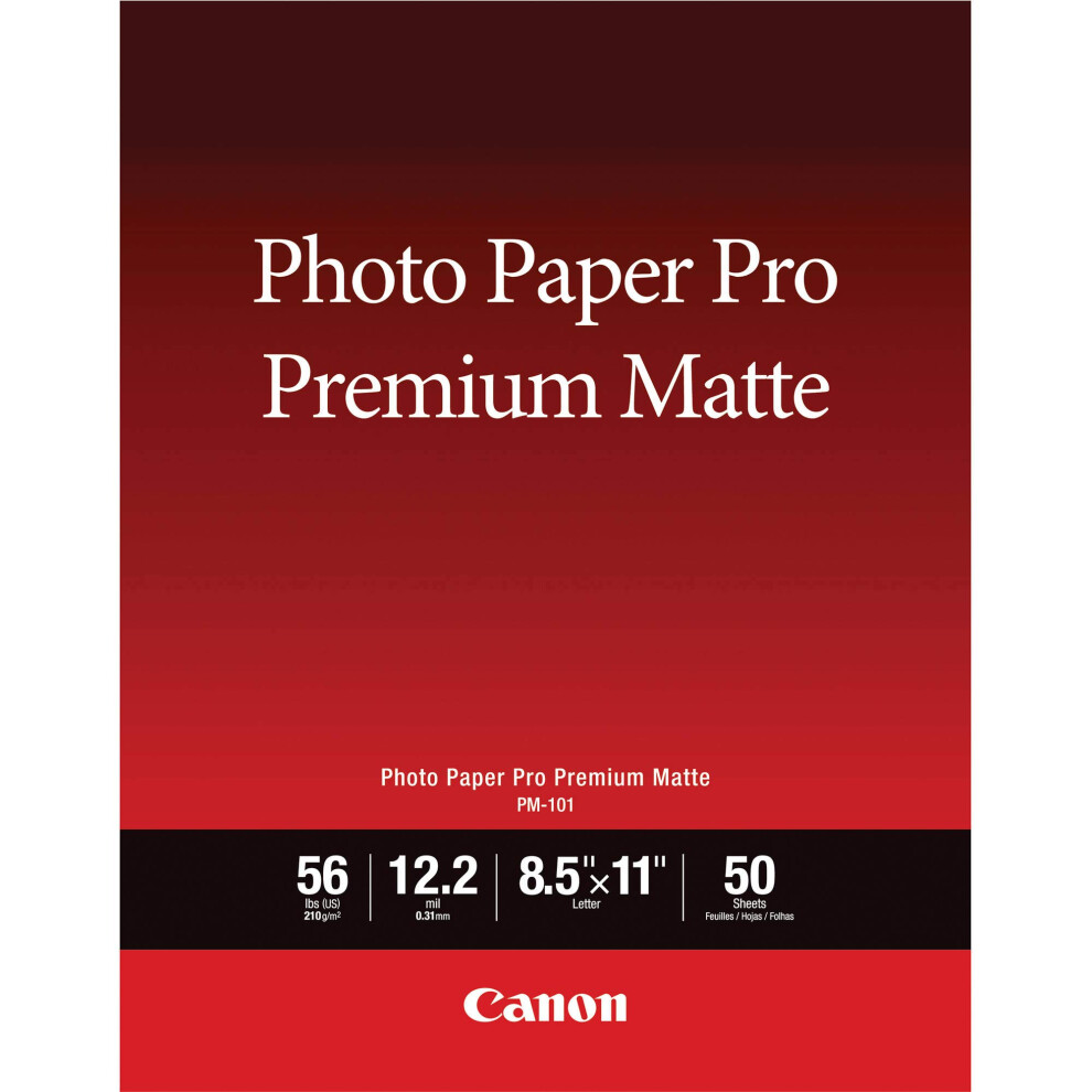 Canon PM-101 Photo Paper Pro Premium Matte (8.5 x 11""  50 Sheets)